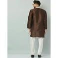 thumbnail image 5 of eloria Men's Trendy Indian Traditional Brown & White Silk Blend Solid Sherwani With churidar, 5 of 8