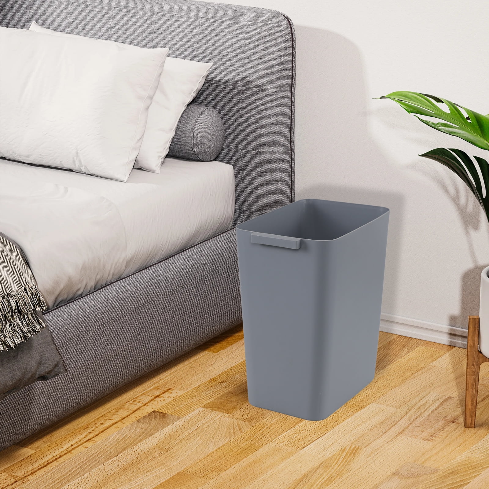 Lasbily 3-Pack 4.5 Gallon Plastic Rectangular Wastebasket, Slim Bathroom Trash Can, Gray
