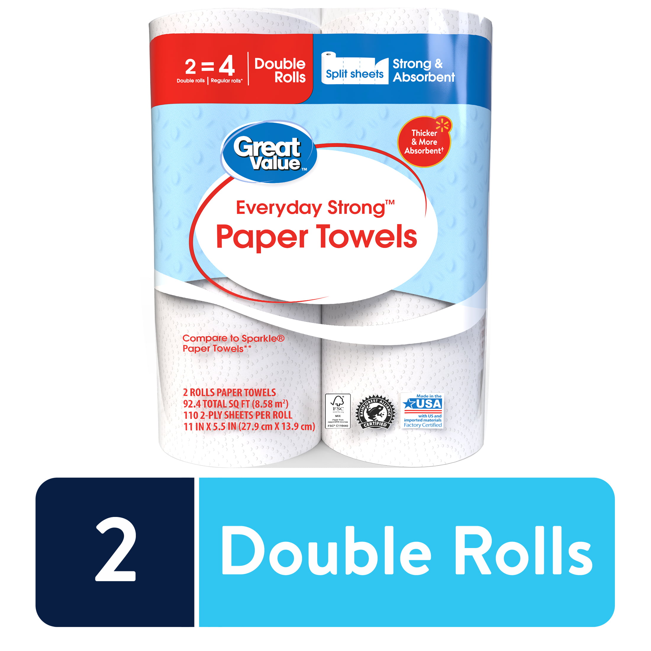 Two Rolls of 25 Multipurpose Strong Soft Cloths On A Roll Home Office Clean Wipe 