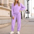 thumbnail image 5 of Women's 2 Piece Fall Active Sets Loose Fit Zip Front Hooded Track Top Drawstring Jogging Pants Athletic Daily Outfits Light Purple S, 5 of 6