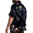 thumbnail image 3 of Bats Men's Casual Printed Button Down Short Sleeve Spread Collar Beach Shirts for Summer, Unisex, 3 of 6