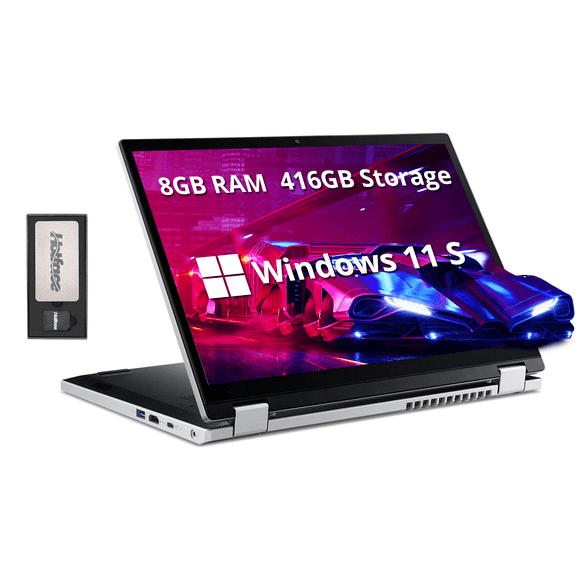 Acer Aspire 3 Spin 14" WUXGA(1920 x 1200) IPS Touchscreen 2-in-1 Laptop, Intel i3-N305, 8GB RAM, 416GB Storage(256GB SSD+160GB Docking Station Set), Wi-Fi 6, Win 11 S, Silver