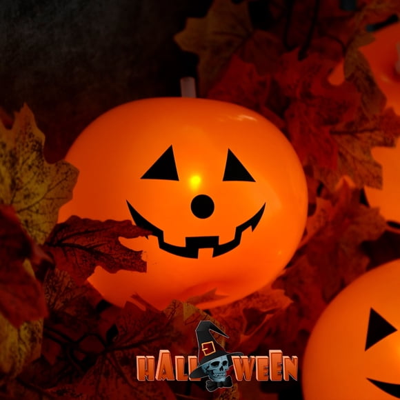 Merkmak LED Light Up Pumpkin Balloons, 20 Pack Halloween Party Balloons Pumpkin Festival Decor Lasts 24 Hours