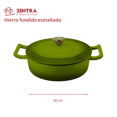 thumbnail image 3 of Cacerola Hierro Fundido Esmaltada Cocina Olla 4.74lts Zentra Verde, 3 of 4