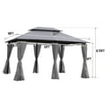 thumbnail image 4 of Tcbosik 13x10ft Gazebo with Ventilated Double Roof, Canopy Tent with Sidewalls, Sunshade with Metal Frame for Patio, Garden, Grey, 4 of 6