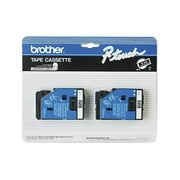 Brother P-Touch TC Tape Cartridges for P-Touch Labelers, 3/8"w, White on Black, 2/Pack