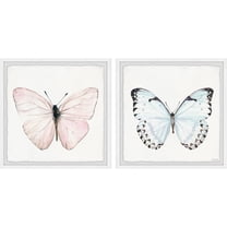 Marmont Hill Blue and Pink Butterfly Diptych, 12" x 24"