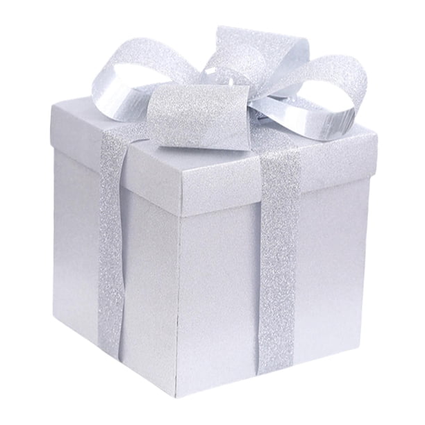 Caja de regalo para propuesta de padrino de boda, caja de papel cuadrada para regalos, embalaje de regalo de cumpleaños Plata 30cm