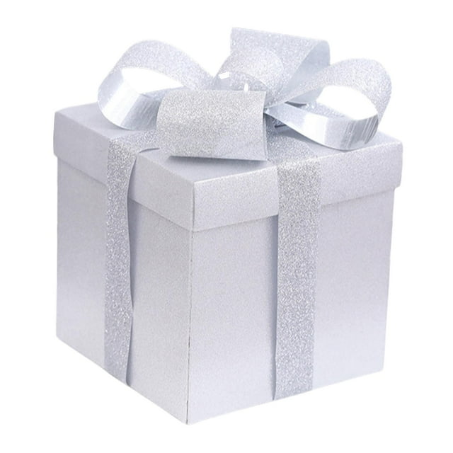 Caja de regalo para propuesta de padrino de boda, caja de papel cuadrada para regalos, embalaje de regalo de cumpleaños Plata 30cm