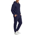 thumbnail image 4 of Hearthz Mens Sweatsuits 2 Piece Set Drawstring Elastic Jogging Suit Hooded Set Solid Color Athletic Mens Sweatsuit Navy S, 4 of 8