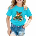 thumbnail image 6 of Povozer Girls Christmas Shirts Kids Cute Bow Graphic Tee Boys Girls Christmas Shirts Toddler Kids Merry and Bright Shirt,Size 5-6 Years,Blue, 6 of 6