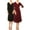 Black-Burgundy, variant on Women's Solid Wrap Dress 3/4 Sleeve V Neck Waist Tie Pack of 2