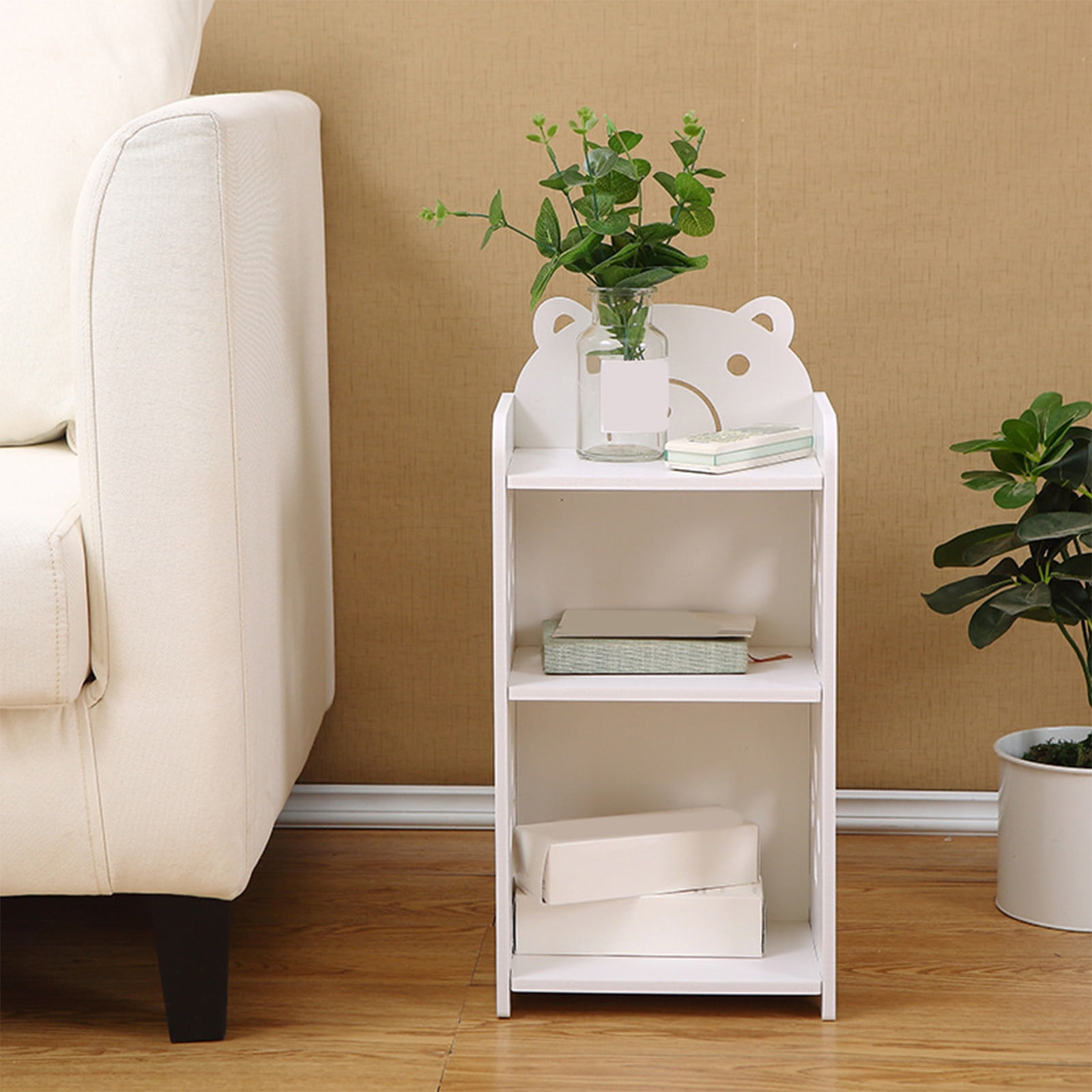 Ycandiee Small Bookshelf for Small Spaces, 3-Tier White Bookcase, Storage Organizer Stand Shelf Holder, Compact Mini Short Bookshelf for Bedroom, Living Room, Office, Kids Room