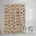 thumbnail image 4 of Vintage Butterflies Shower Curtain Set, Waterproof Shower Curtains for Bathroom, Retro Animal Biological Atlas Brown Washable Fabric Cloth Bath Curtain for Bathtub Decoration with Hooks 72x78 Inches, 4 of 9