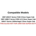 thumbnail image 2 of Privacy Movable Passenger Right Side Quarter Glass Quarter Window Compatible with Ford F150 / F250LD 2 Door Super Cab Pickup 1997-2003 Models / F150Heritage 2 Door Super Cab 2004 Models, 2 of 5
