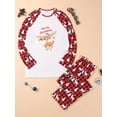 thumbnail image 4 of Elippeo Christmas Family Pajamas Matching Set, Long Sleeve Elk Print T-shirt with Plaid Pants Sleepwear Loungewear, 4 of 9