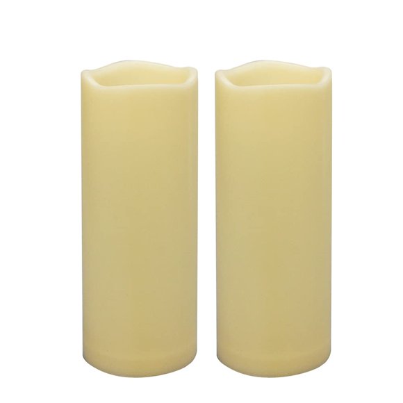 2 PCS 8" Waterproof LED Flameless Timer Candles, 1000 Hours Long Battery Life/Flickering Battery Operated Electric Outdoor LED Lar
