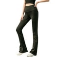thumbnail image 4 of QAFOPEH Women Solid Color High Waisted Quick-Dry Flared Yoga Legging, 4 of 7