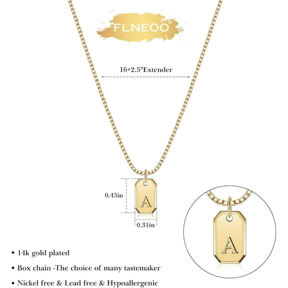 Initial Necklaces For Women 14K Real Gold Plated Letter Necklace Jewelry Dainty Name Necklace For Women Trendy Personalized Tiny Initial Choker Tag Gift[o5566]