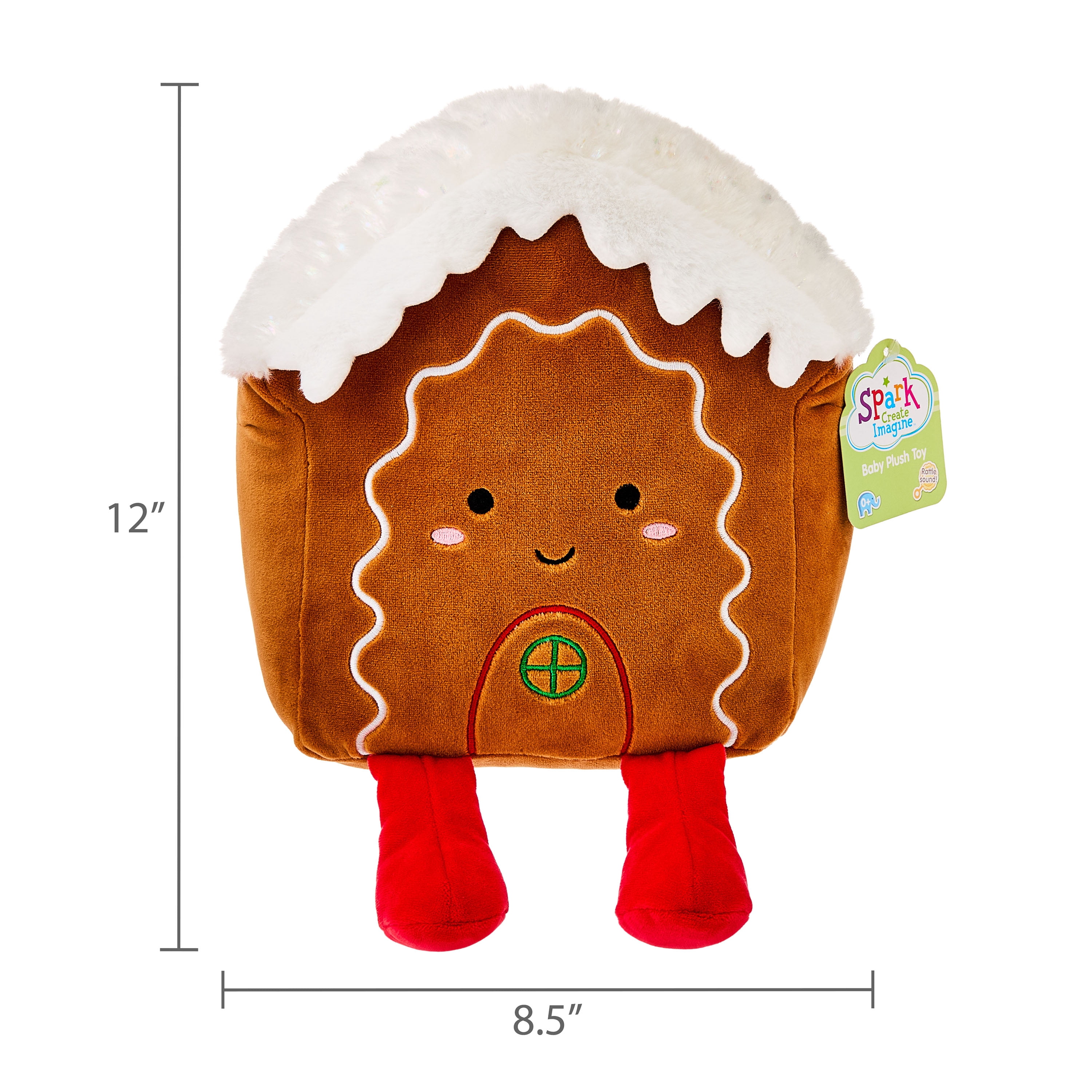 Spark.Create.Imagine. Holiday Plush Gingerbread House Baby Toy, Brown, Infant