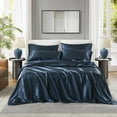 thumbnail image 2 of Madison Park Satin King Size Luxury Pillowcase in Midnight Blue, 2 of 8