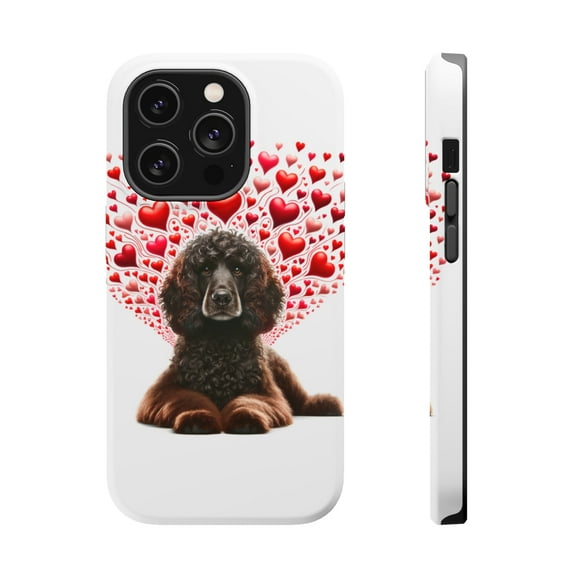 DistinctInk Tough Case for Apple iPhone 13 PRO (6.1" Screen), Compatible with MagSafe Charging - Valentine's Day Irish Water Spaniel