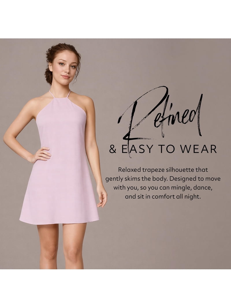 David's Bridal, The Edit by DB Studio Women's Formal Halter Trapeze Mini  Dress, Short, Charmeuse - Walmart.com