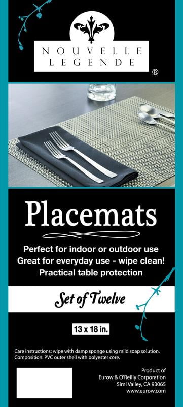 Nouvelle Legende® Tweed Woven Vinyl Placemats - Set of 12 - Design 22007
