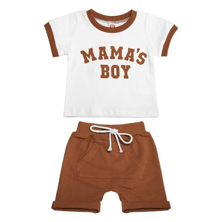 

for Baby Boy Teal And Tracksuit Baby Boys Clothes Summer Short Sleeve Letter T Shirt Tops Elastic Solid Shorts Casual Outfits Set