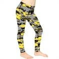 thumbnail image 3 of COEQINE Camo Yellow Grey Black Girls Sport Leggings Buttery Soft Yoga Legging High Waist Pants for Jogging Gym, for 12-13 Years Kids Girls, 3 of 7