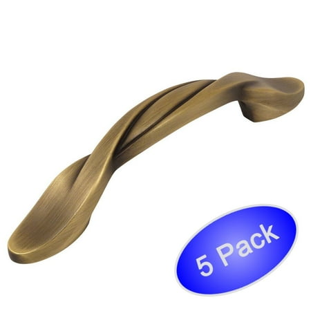 - Cosmas 9009BAB Brushed Antique Brass Twist Cabinet Hardware Handle Pull - 3