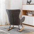 thumbnail image 4 of Rocking Chair Nursery, Teddy Fabric Rocking Chair with Padded Seat Cushion and High Backrest, Comfy Accent Glider Chair, Modern Small Rocking Chair for Nursery, Living Room, Bedroom, Grey, 4 of 9