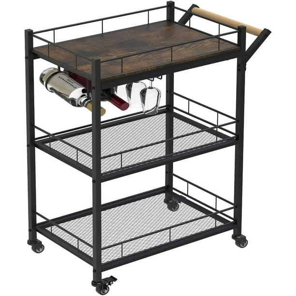 Rolling Cart,Industrial Bar Cart,Kitchen Serving Cart,Utility Cart with