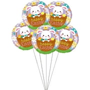 PMU Happy Easter Bunny 18 Inch Mylar Foil Balloon Pkg/5