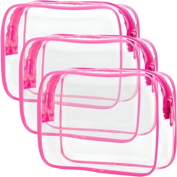 ACDANC 3PCS Clear Toiletry Bag-Toiletry Bags-Quart Size Travel Bag,Clear Cosmetic Makeup Bags for Women Men,Carry on Airport Airline Compliant Bag