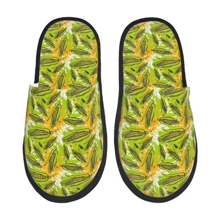 Balery Autumn Harvest Cartoon Corn Slient Indoor Furry Fleece Comfort House Shoes Soft Non-Slip Home Shoes Cotton slippers House Slippers-- Medium