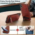 thumbnail image 2 of ELEHOLD Case for iPhone X/XS, Luxury PU Leather Anti-Scratch Magnetic Case with Invisible Kickstand for MagSafe Accessory,Brown, 2 of 8