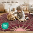 thumbnail image 4 of ODIKA Pink Retro Boho Interlocking Faded Palette Ornamental for Home Office, Hallway, Laundry Room, Non-Slip Chair-Friendly, 4 of 7