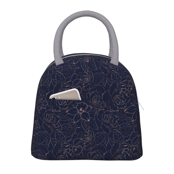 Disketp Navy Dark Blue Bolsa Térmica para Almuerzo, Lonchera con Abertura Amplia y Gran Capacidad, Organizador Reutilizable para Mujeres, Hombres y Adultos