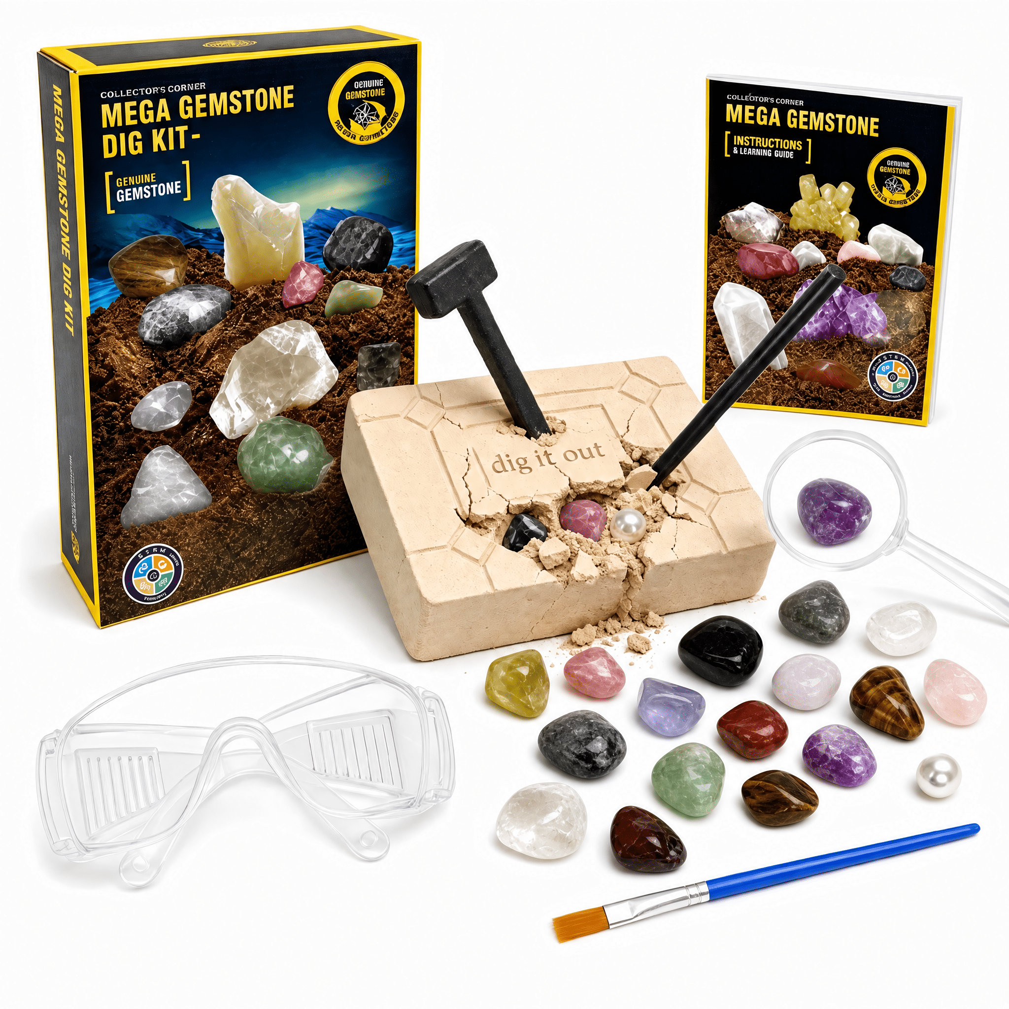 Discovery #Mindblown Geode Crystal Excavation Kit, 14-Piece STEM
