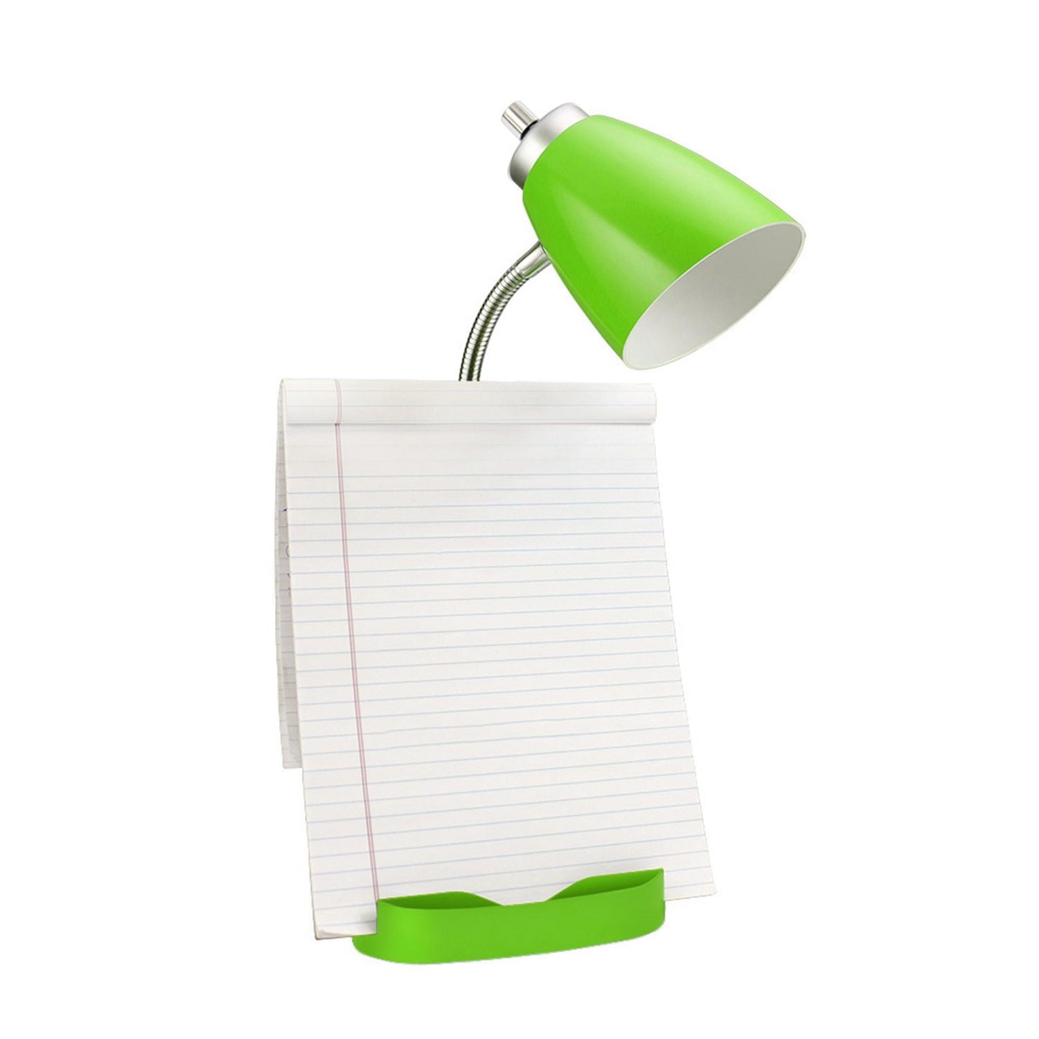 Lampe de bureau Limelights col de cygne avec support de livre pour tablette iPad et port USB, verte