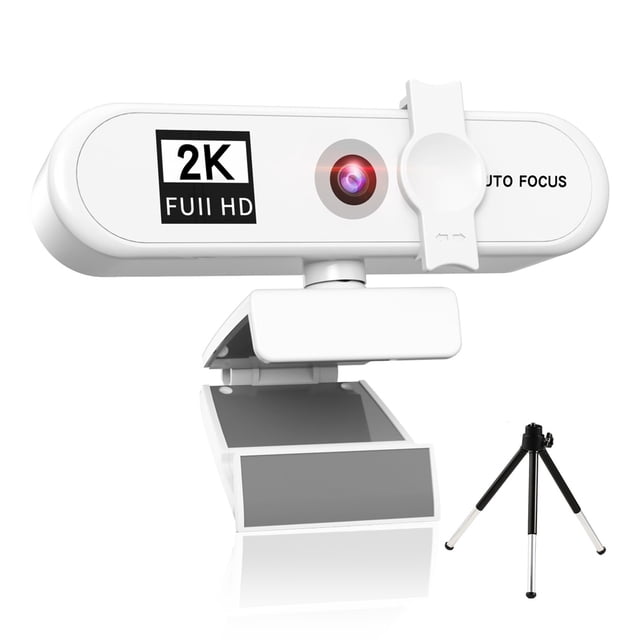 VONKY Caméra Web pour Ordinateur à Mise au Point Automatique HD USB en Ligne Caméra PC Réglable avec Microphone Filaire de Remplacement Caméra Web Externe Caméscope Blanc 2K