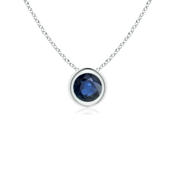 ANGARA Natural Bezel-Set Round Blue Sapphire Solitaire Pendant in 14K White Gold for Women (Size-4mm) | September Birthstone, Anniversary, Jewelry Gift for Women | Natural Blue Sapphire Necklace