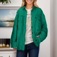 thumbnail image 2 of DHFJKG Jackets For Women Denim Jacket Distressed Ripped Solid Color Loose Fit Long Sleeve Button Down Casual Jean Coat Soft Outerwear, 2 of 7