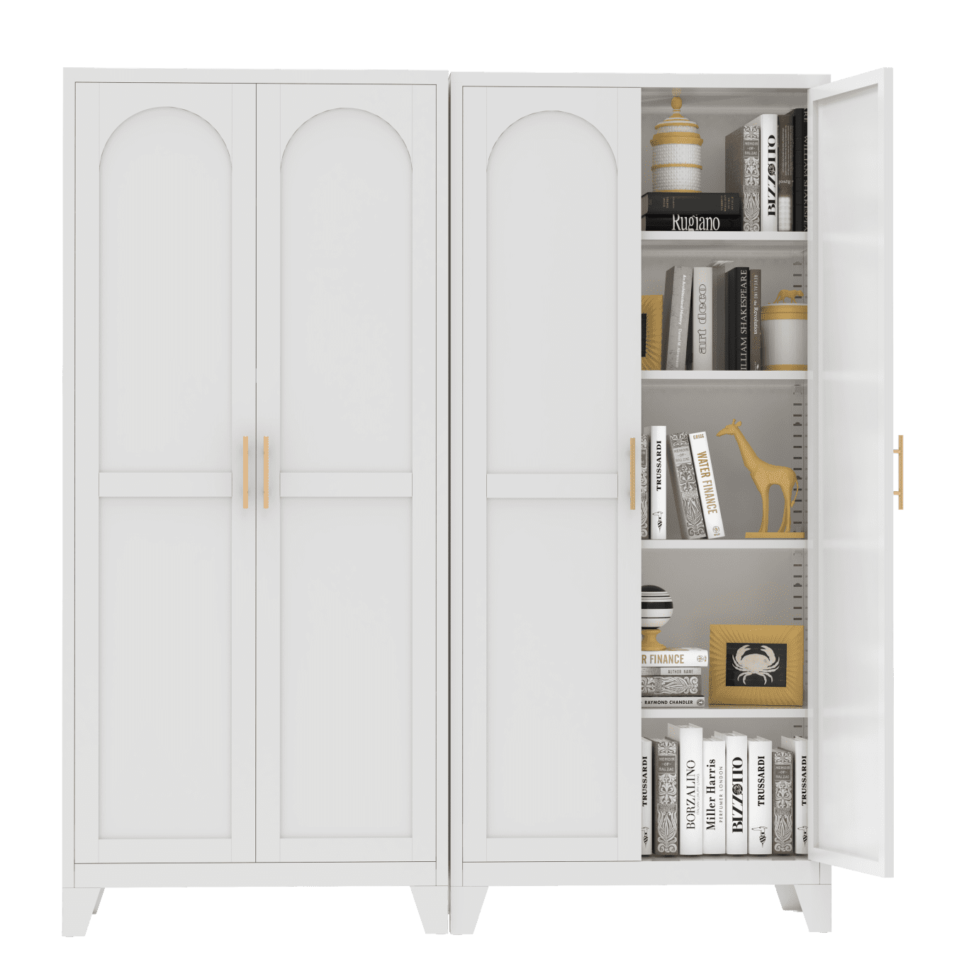 71" Metal Storage Cabinet with 2 Doors and Adjustable Shelves, Extra Large Pantry Cabinet with Anti Tip, Food Pantry Cabinet, for Bedroom, Kitchen, Office, White