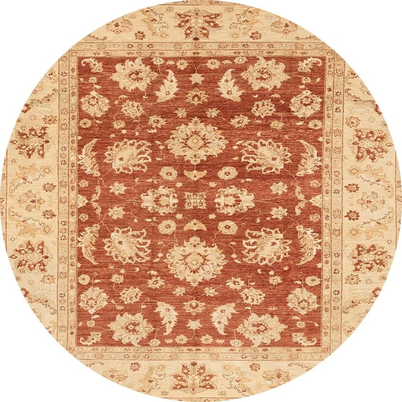 Ahgly Company Indoor Round Abstract Bright Orange Oriental Area Rugs, 6' Round