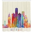 thumbnail image 3 of Ambesonne Detroit Shower Curtain, Vibrant Modern Building, 69"Wx70"L, Multicolor, 3 of 3