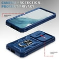 thumbnail image 4 of Dteck Card Holder Case for Samsung Galaxy S23,Shockproof Rubber Rugged Slide Camera Lens Cover Built-in 360° Rotate Kickstand Magnetic Protective Case for Galaxy S23,Navyblue, 4 of 9