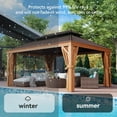 thumbnail image 2 of Aoxun 12x16FT Outdoor Hardtop Gazebo, Galvanized Steel Double Roof Gazebo with Curtains & Net for Patios, Deck, Backyard, Brown, 2 of 9