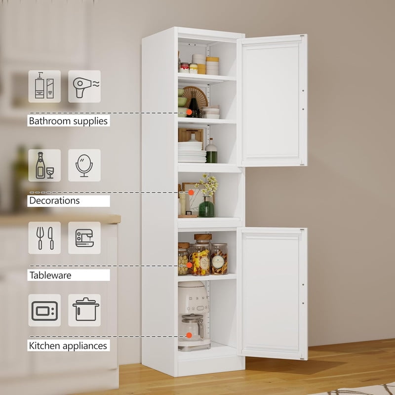 15.75"W Freestand Metal Tall and Thin Narrow Storage Cabinet for Kitchen Bathroom Living Room